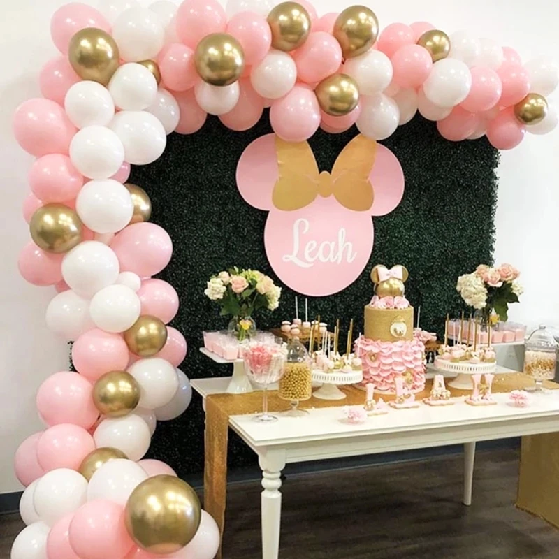 

1set Balloon Garland Arch Kit Long Pink White Gold Latex Air Globos Pack For Baby Shower Wedding Birthday Party Decor Supplies