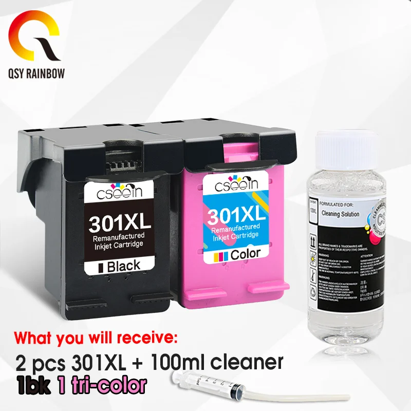 QSYRAINBOW 2 шт. 301XL чернильный картридж Черный Сменный для HP 301 xl hp Deskjet 1010 1510 1512 1514 2050A