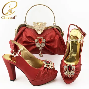 

African Summer High Heels Slipper Shoe and Bag for Wedding Dress Italian Lady Shoes with Matching Bags New Style Women Pumps