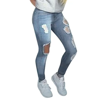 

Woman Sexy Jeans New High Waist Hole Skinny Pencil Denim Trousers Fashion Elegant Comfortable Stretch Slim Fitness Pants