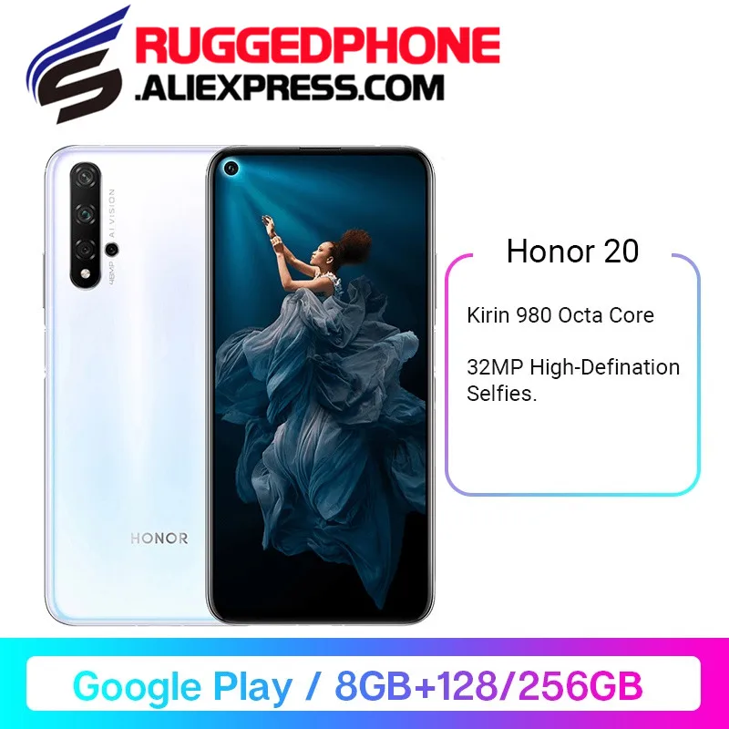 Оригинальный Глобальный ROM honor 20 honor20 сотовый телефон Kirin 980 Восьмиядерный 8 Гб RAM 128