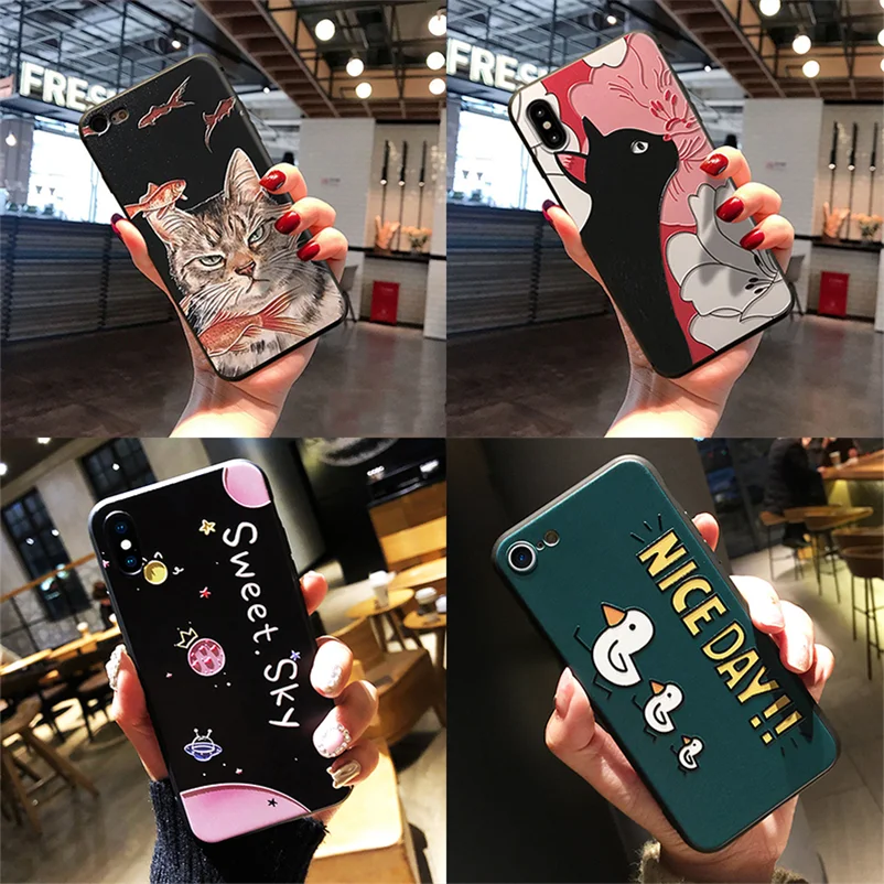3D крышка тиснения для Xiaomi mi A3 A1 5X A2 8 Lite 9 SE 9T CC9 CC9e F1 Red mi Примечание 4X5, 6, 7, 8, K20 Pro Plus 6A 7A S2 рельефный чехол из термопластичного полиуретана