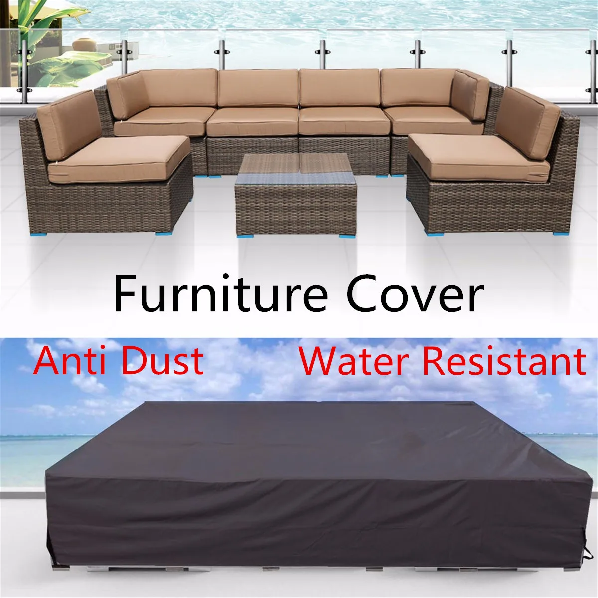 Garden Patio Furniture Cover Seat Waterproof Patio Rattan Cube Table Home Use 