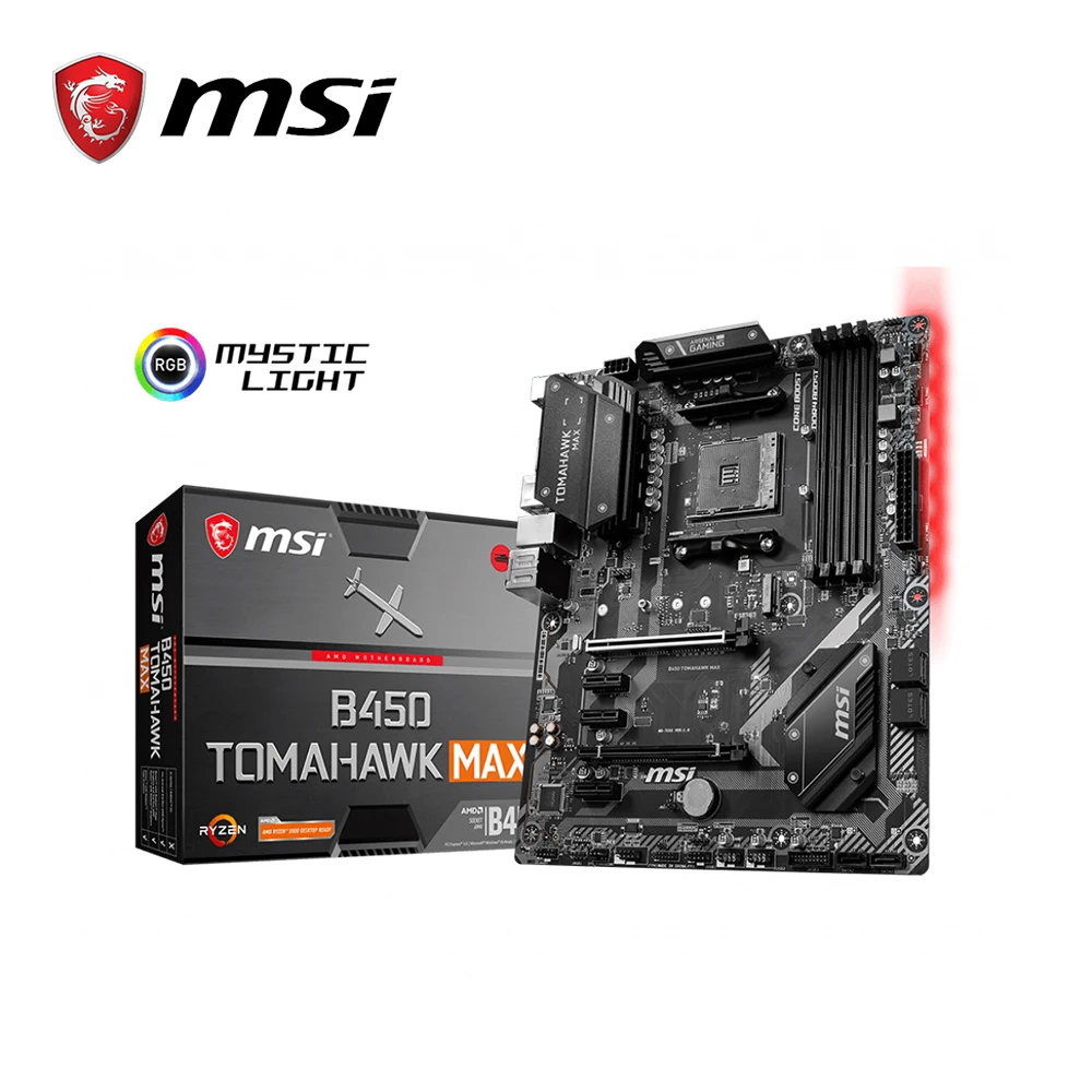 Материнская плата MSI b450 tomahawk max amd ryzen 3rd cpu am4 gaming M.2 USB 3 1 4xDDR4 Crossfire ATX новая