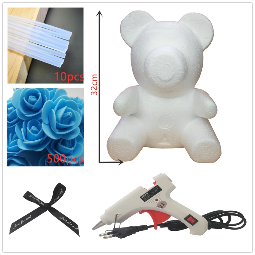 40cm rose blue Роза плюшевый медведь цветок подарок на день Святого Валентина праздник Высокое качество DIY подарки Рождественский подарок 20/32 см искусственные цветы - Цвет: 40cm rose blue