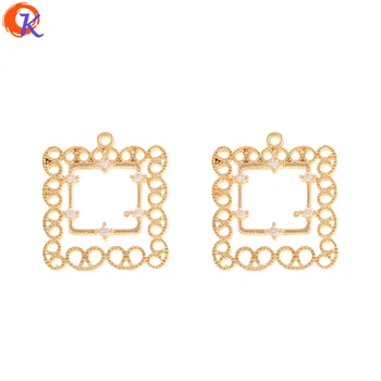 

Cordial Design 20Pcs 18*21MM Jewelry Accessories/Hand Made/Charms/Square Shape/Genuine Gold Plating/Earring Findings/CZ Pendant