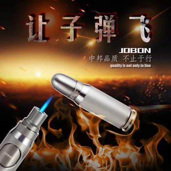 

jobon personality inflatable lighter windproof gas metal straight blue flame cigar lighter WITH gift box, No gas
