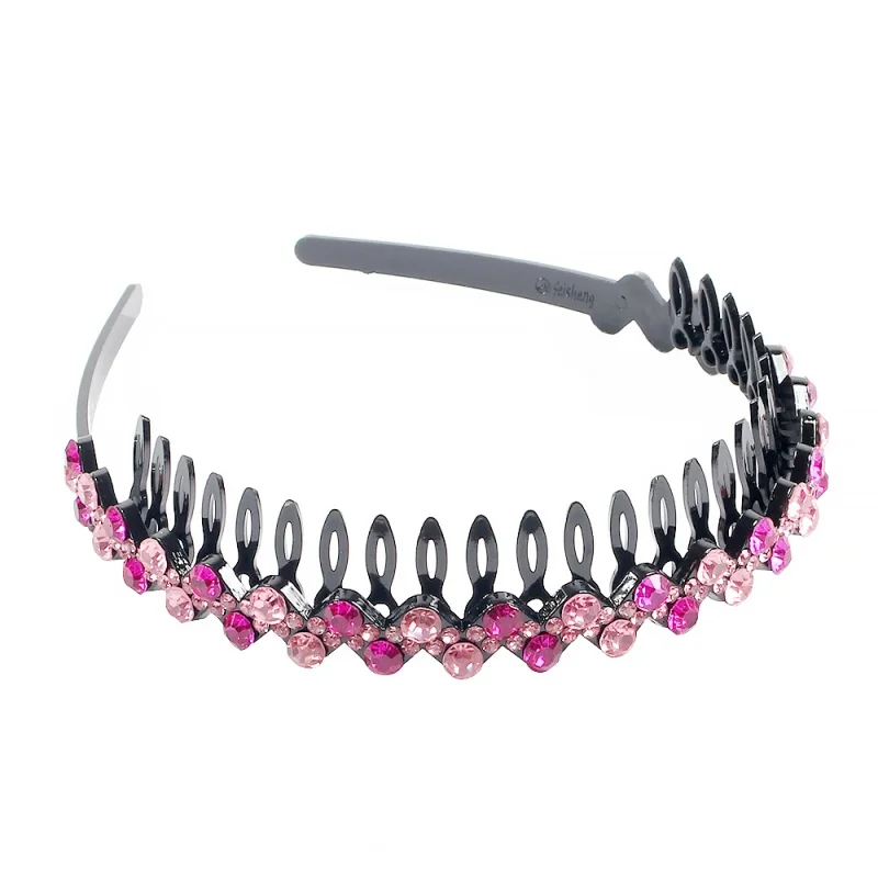 red headband Трендовая полная Хрустальная лента для волос, цветок сливы, обруч для волос, стразы, зубья, гребень для волос для женщин, свадебные аксессуары для волос - Окраска металла: red headband