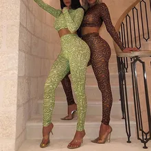 Спортивные костюмы для женщин, комплект для йоги, укороченный топ и леггинсы, женский, женский, с длинным рукавом, с принтом, круглый вырез, для йоги, бодикон, спортивный комплект, костюм# g4