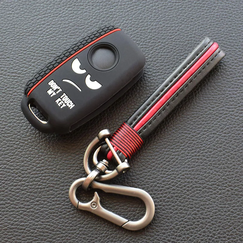 Серебристый New design word Dont Touch My Key For Volkswagen polo passat b5 golf 4 5 6 MK6 Eos Bora Beetle TSI Silicone car key cover case - Название цвета: Серебристый