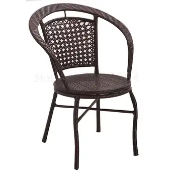 

Rattan Woven Single Small Rattan Chair Lazy Leisure Chair With Armrest Balcony Tent Chair Backrest Home Balcony Three-piece