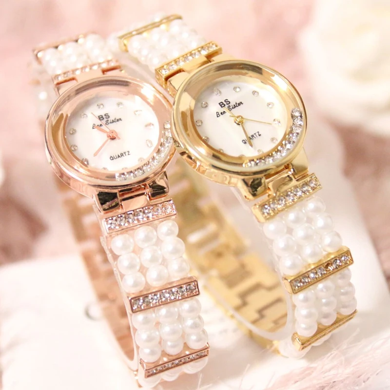 Женские часы 2019 брендовые роскошные женские с жемчугом розовое золото