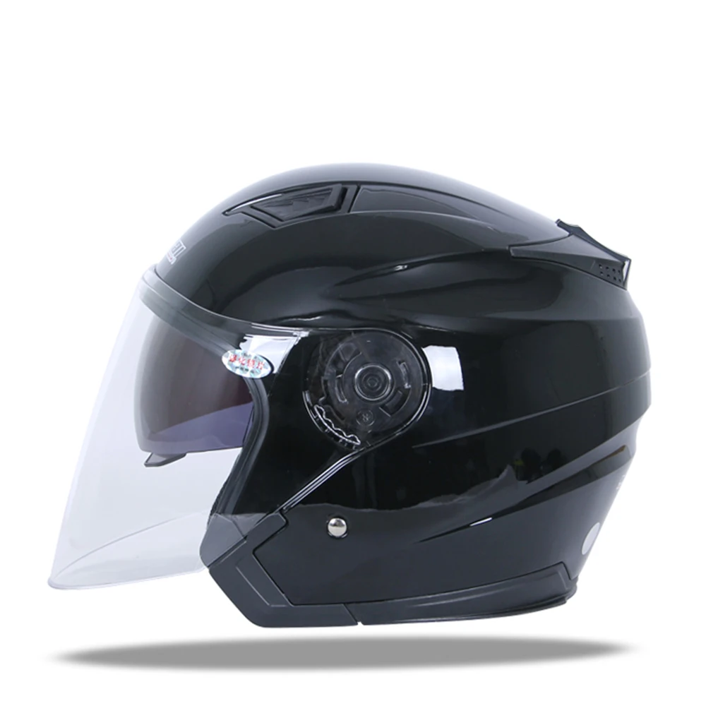 JIEKAI мотоциклетный шлем с открытым лицом мотоциклетный шлем Motocicleta Cascos Para Moto Racing rcycle винтажные шлемы - Цвет: Bright Black