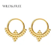 Дикие и свободные богемные золотые маленькие серьги-гвоздики для женщин Круглый Круг минималистский бисер шпилька серьга ювелирные изделия из нержавеющей стали