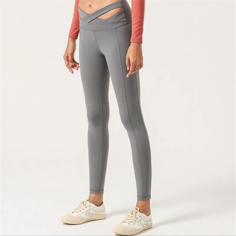 2020 new Yoga Pant Fitness soft high waist Gym fitness Sports fashion cross waist design leggings hips lift sports trousers