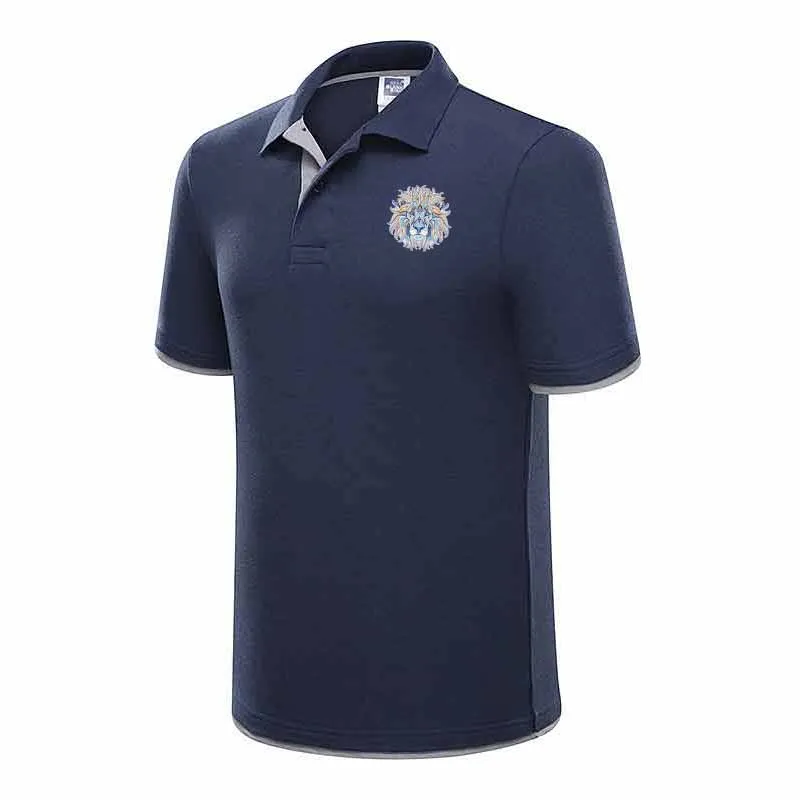 summer new Lion head Polo shirt men short-sleeved casual Slim solid color Polo shirt shrink-proof quick-drying outdoor leisure P summer new Lion head Polo shirt men short-sleeved casual Slim solid color Polo shirt shrink-proof quick-drying outdoor leisure P