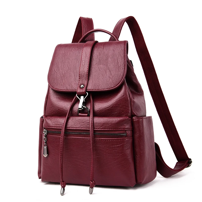 

Famous Designer Backpack Women Big School Bags For Teenage Girls Leather Large Capacity Travel Bags Red Bagpack Mochilas Mujer