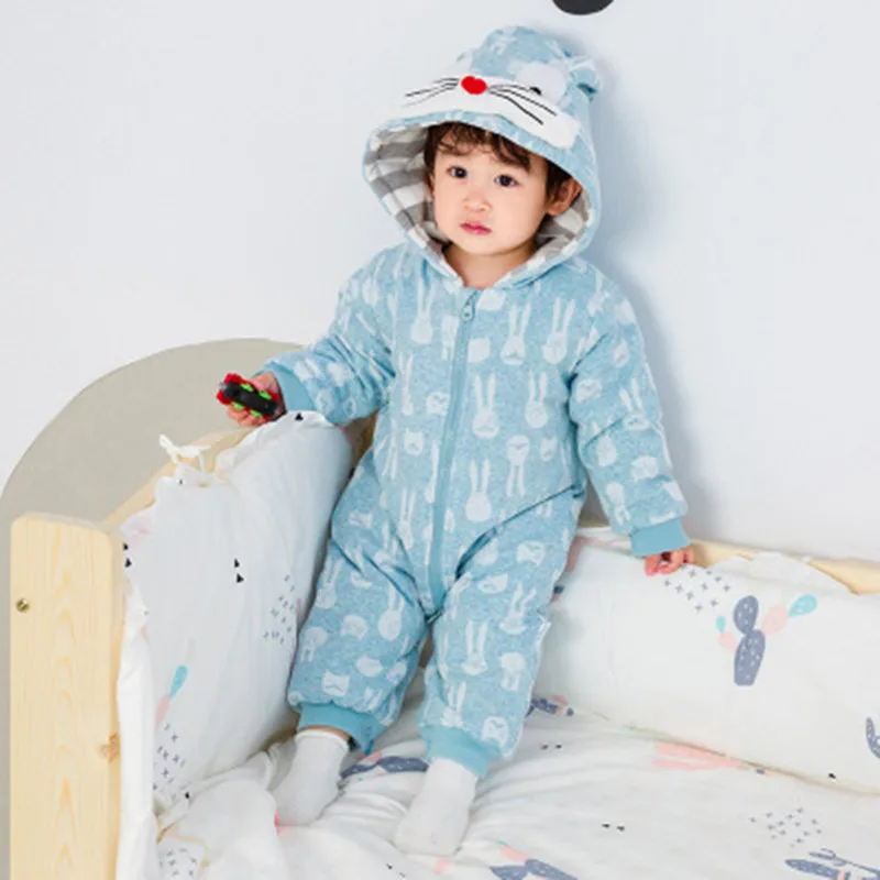 

Autumn and winter new 2019 infants one-piece clothes baby long-sleeved clothes baby clothes newborn climbing clothes rabbit ears
