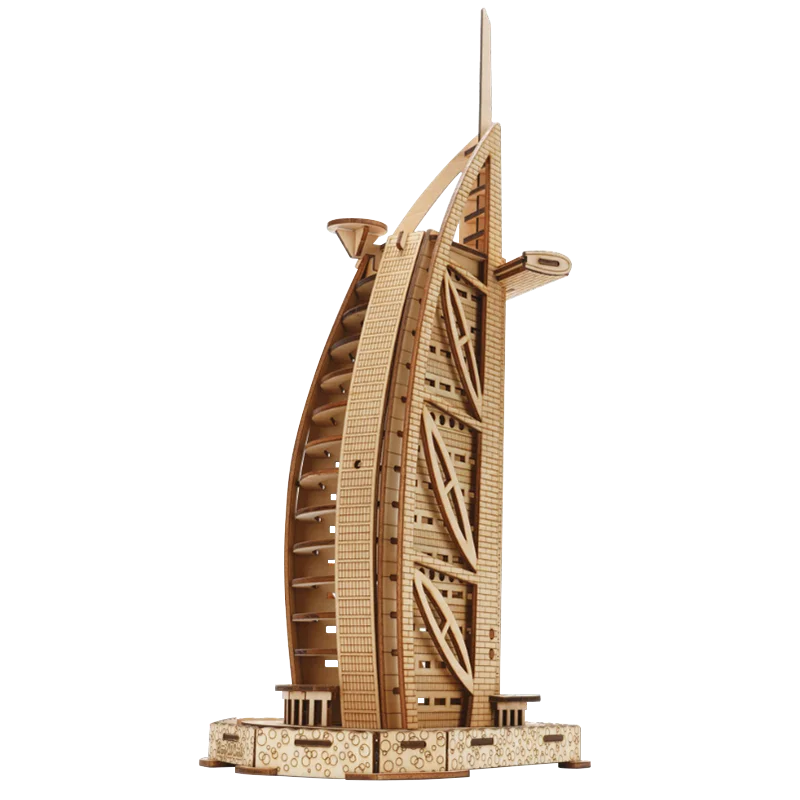 Деревянные игрушки Креативные Деревянные 3D бумажные строительные игрушки-головоломки мир сувенир родитель-ребенок Взаимодействие Тур отель Arabia для детей 8 лет - Цвет: Hotel