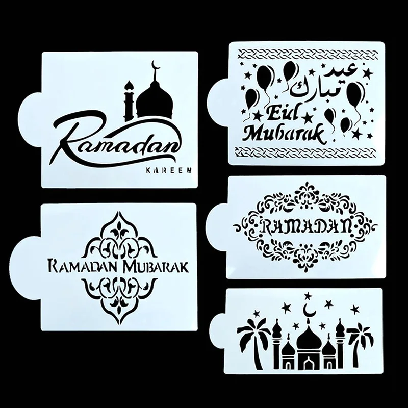 1Pc Ramadan Kareem Spray Stencils Birthday Cake Mold Decorating Tools Eid Mubarak Muslim Islamic Festival Party DIY Decorations