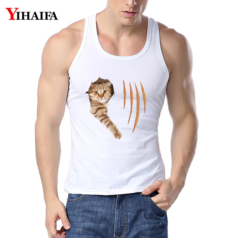 YIHAIFA/Летняя новейшая одежда для тренажерных залов майка бодибилдинга с принтом