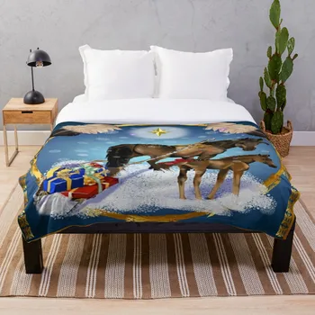 

Drop Shipping Printed Throw Blanket Sherpa Fleece Soft Blanket Flannel Rug Home Decoration For Bed Christmas Mare And Colt