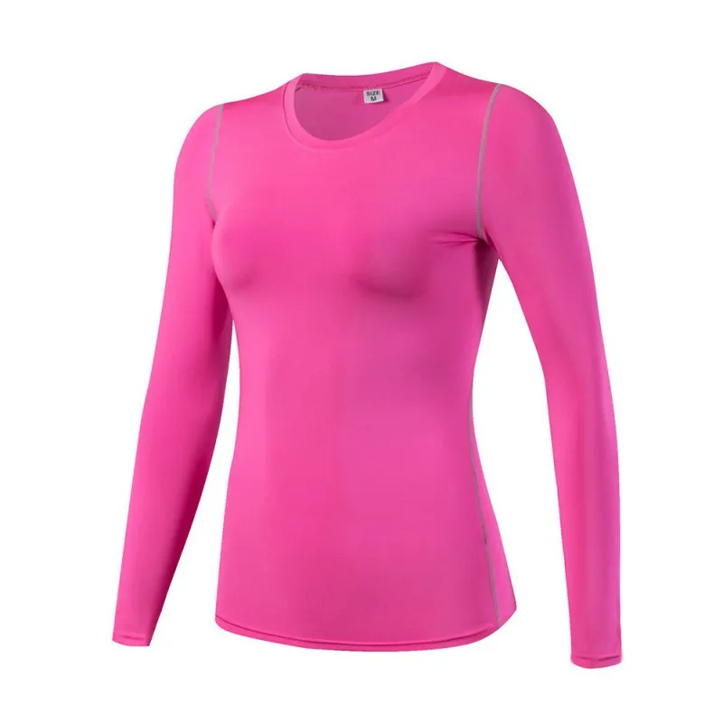 Women Gym Yoga Crop Tops Yoga Shirts Long Sleeve Workout Tops Fitness Running Sport T-Shirts Training Yoga Sportswear - Цвет: Розово-красный