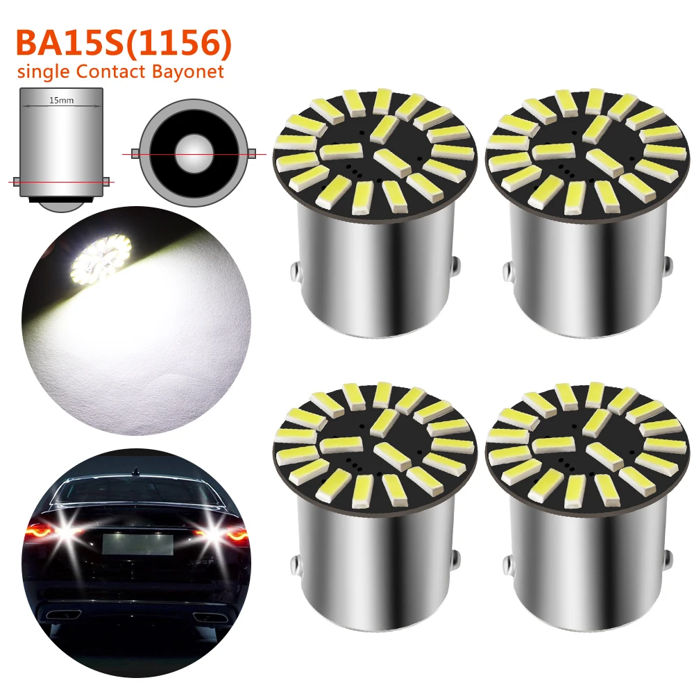 4 шт. 1156 Ba15s P21W светодиодный 19SMD 4014 супер яркий стоп-сигнал поворота лампы 12 В |