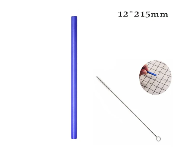 12mm with brush Reusable Stainless Steel Straw Induction Temperature Color Change drinking Straw with cleaner brush - Цвет: 12mm with brush