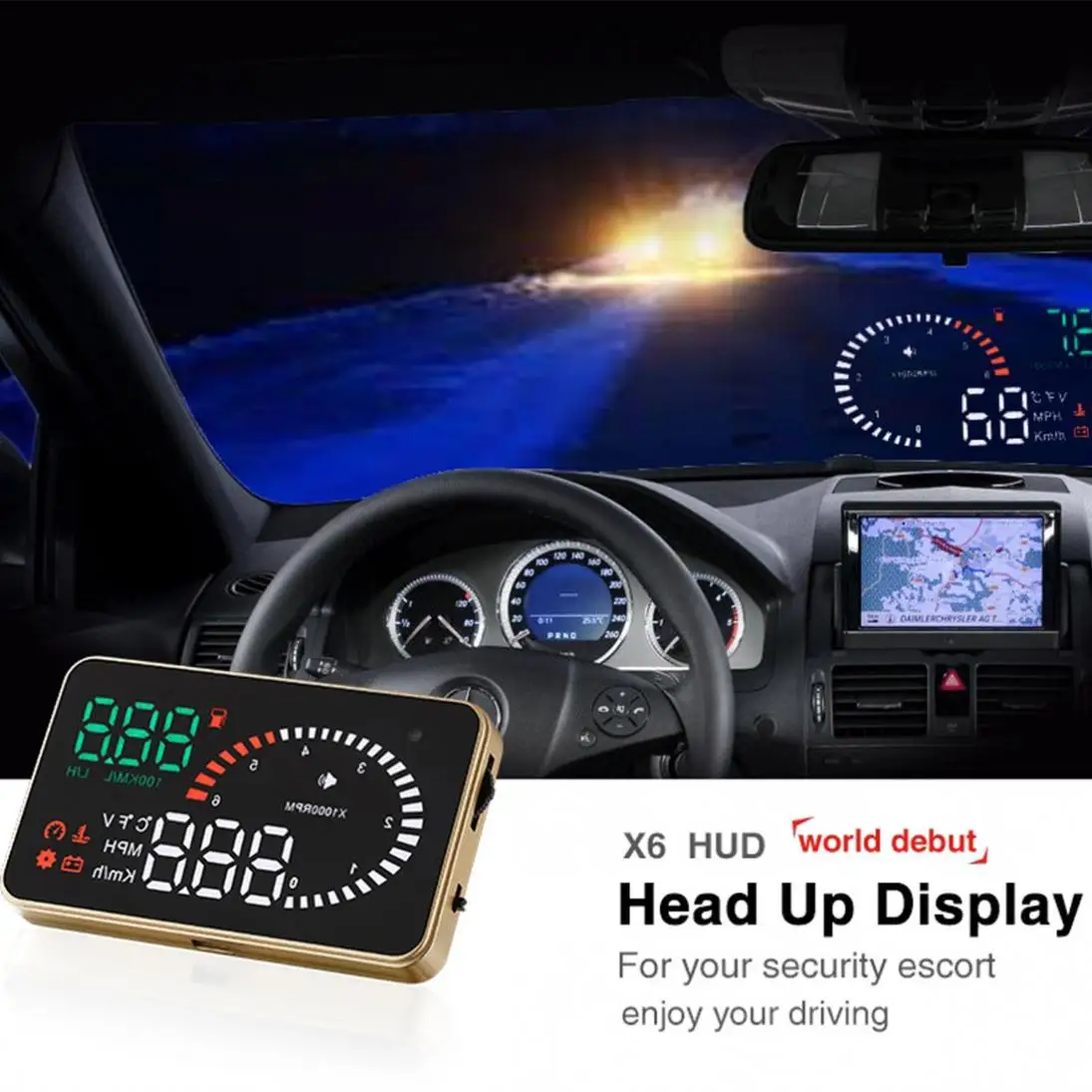 3-дюймовый X6 ультра-прозрачная Авто HUD Дисплей с Скорость/двигатель Скорость/расход топлива/более Скорость сигнализации Функция