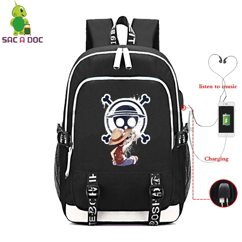802-dff-12-10 Graff Luffy, usb зарядка, рюкзаки для путешествий, для женщин и мужчин, для путешествий, для работы, аниме, подростка, рюкзак через плечо, USB, для ноутбука, школьная сумка - Цвет: 802-dff-12-10