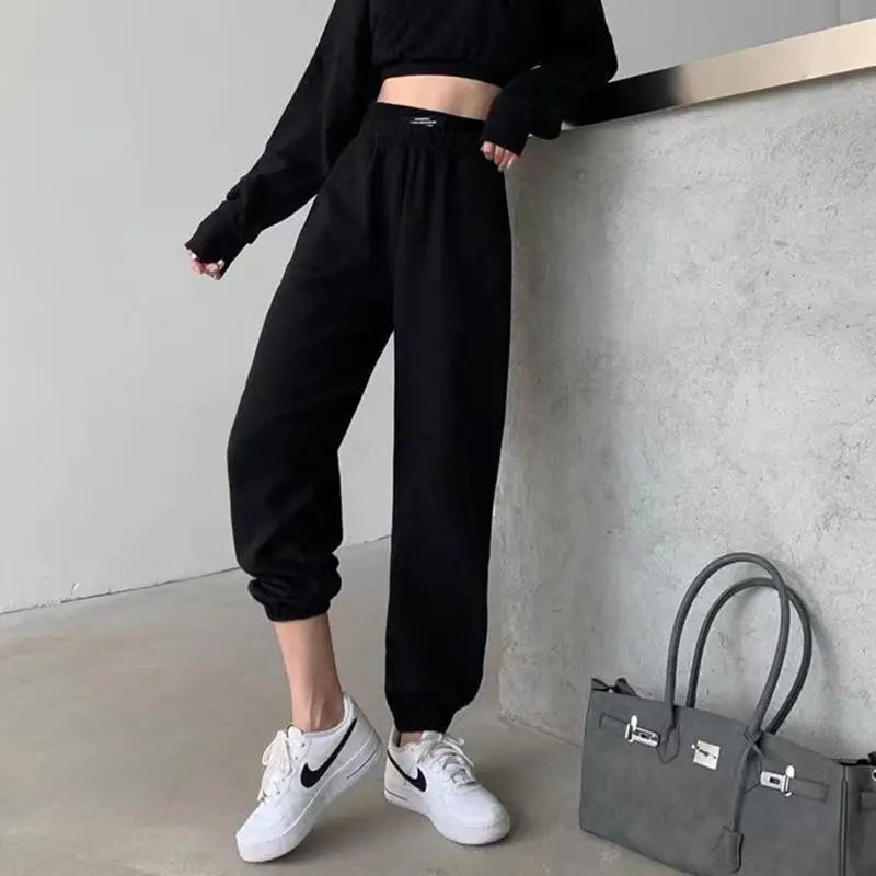 Women's Hip-Hop Sports Pants Autumn Winter Casual Loose Slim Elastic Harem Pant Female Casual Solid Pencil Trousers Cargo Pants plus size clothing