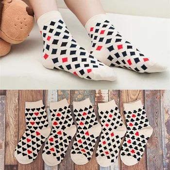 

10 pieces=5 pairs Sexy Bar Casino Club Diamond Hearts Spade Poker Funny Happy Women Socks Girls Halloween Accessories Party Sox