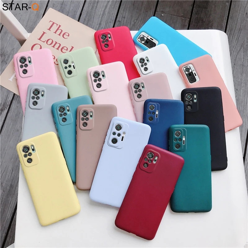 Camera Protector Silicone Phone Case For Xiaomi Redmi Note 10 / Note10 Pro 10S Candy Color Matte Soft Tpu Back Cover