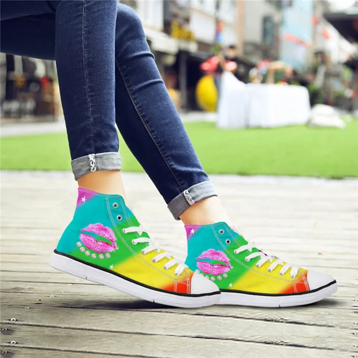 Hightop Sneakers Men Shoes Rainbow Customized Canvas Shoes Colorful High Ankle Cool Casual Men Shoes Drop Shipping Hot New