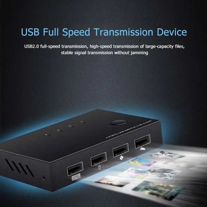 USB KVM переключатель коробка 4xusb 2,0 ПК обмен Splitter Plug and Play для Жесткий дисковая карта считывания клавиатура Мышь