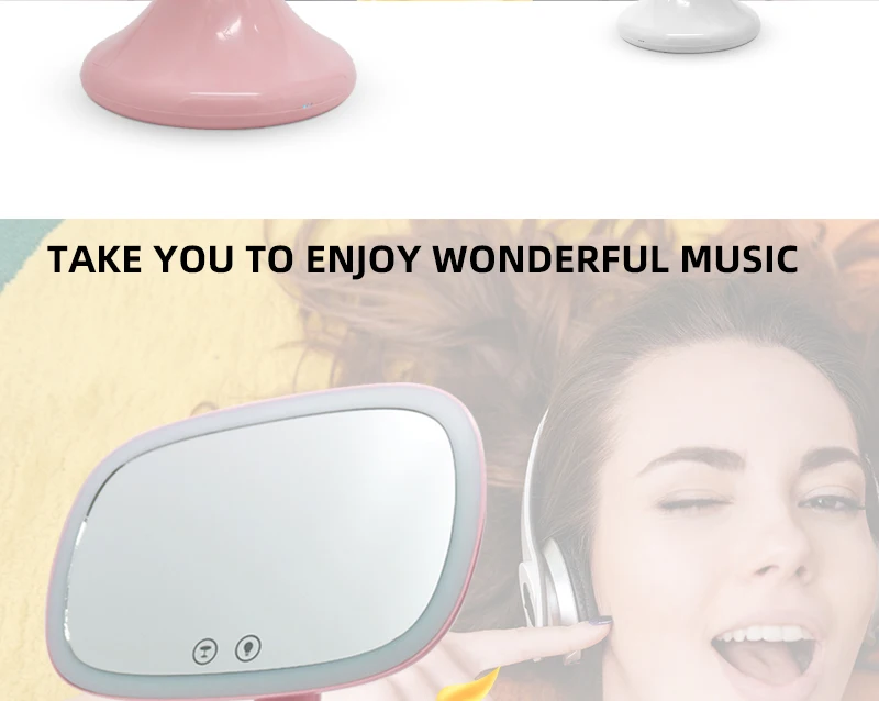 Светодиодный зеркало для макияжа, Bluetooth, аудио, настольная лампа, зеркало, светящееся зеркало, умный bluetooth-динамик, светильник, регулируемая интенсивность