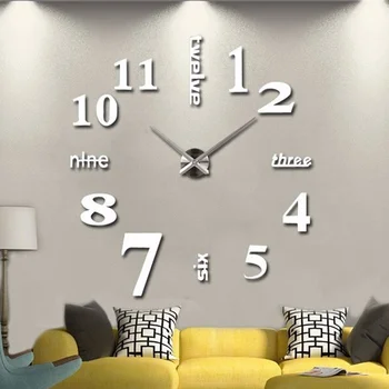 

Acrylic Digital Modern DIY Large Wall Clock Kit 3D Mirror Surface Sticker For Home Office Room Home Office For Bedroom Decor