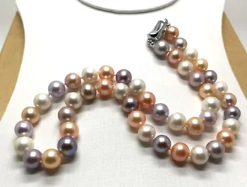 

gorgeous 10-11mm south sea round multicolor pearl necklace 18inch 36"