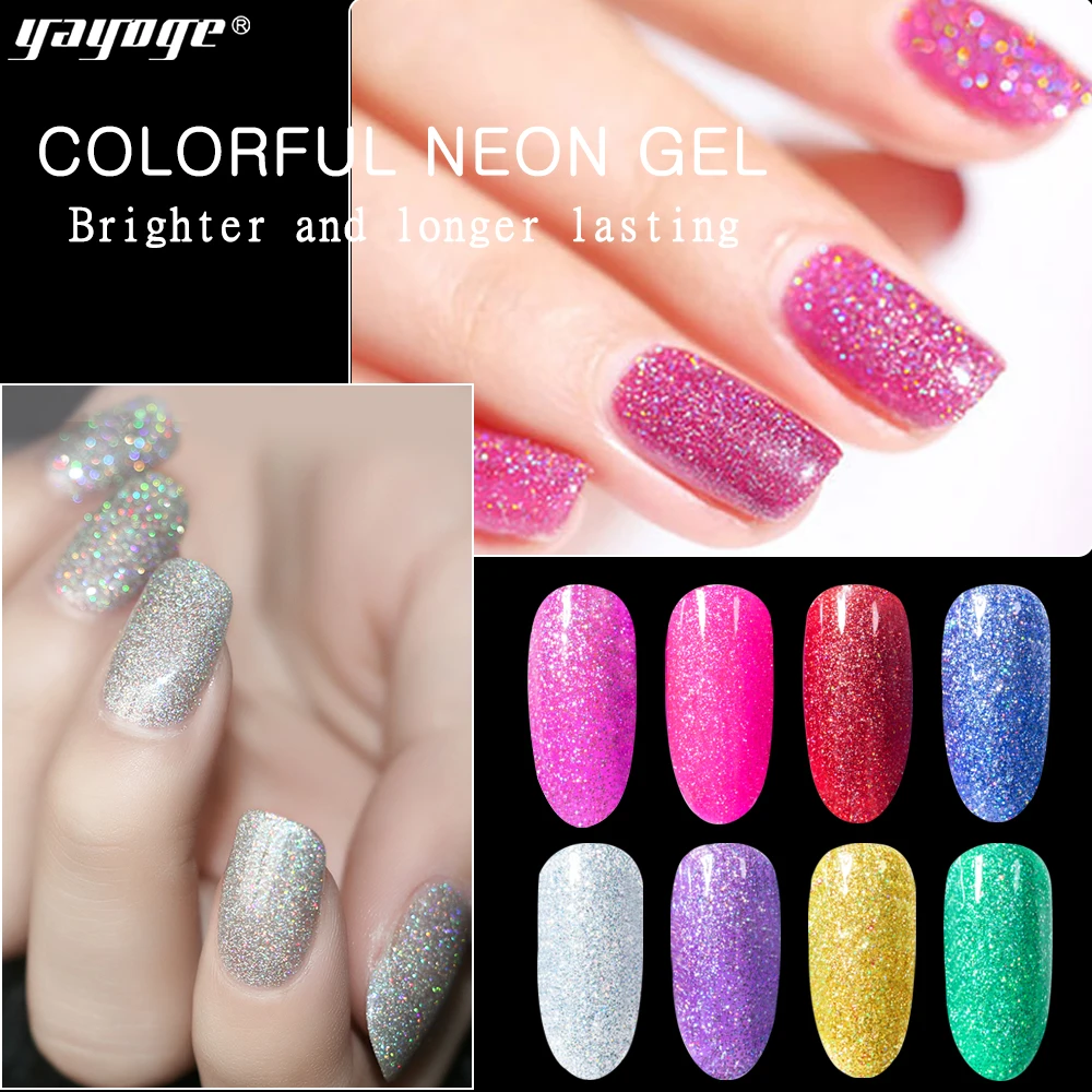 Yayoge цветной Блестящий УФ/светодиодный Гель-лак для ногтей с сияющими 8 цветов впитывающий Гель-лак для ногтей маникюр Buauty Salon