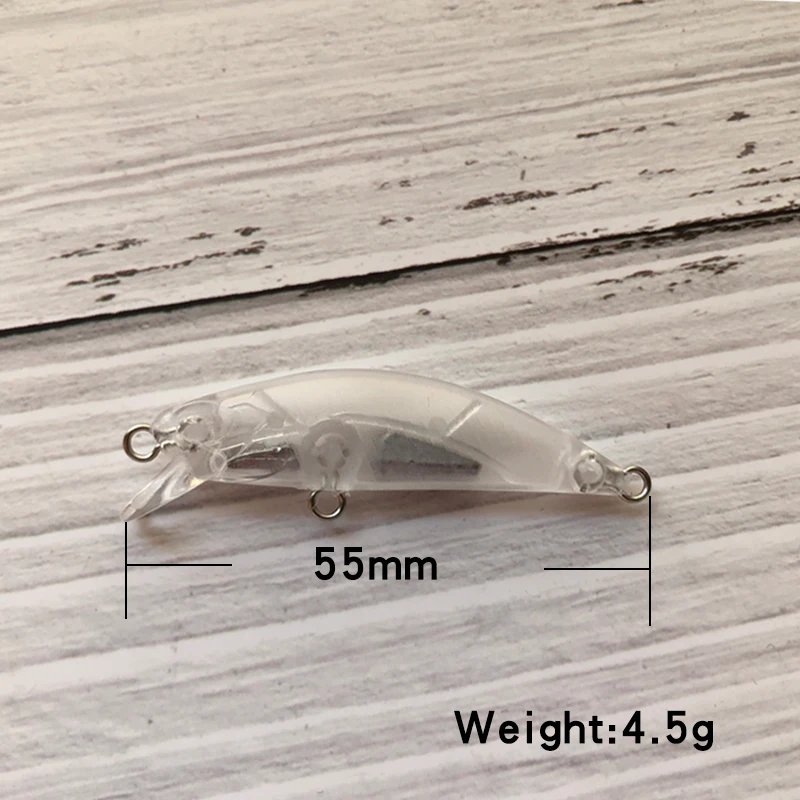 100 Uds nuevo Minnow 55 мм 4,5 г cebo en blanco Minnow cebo sin color