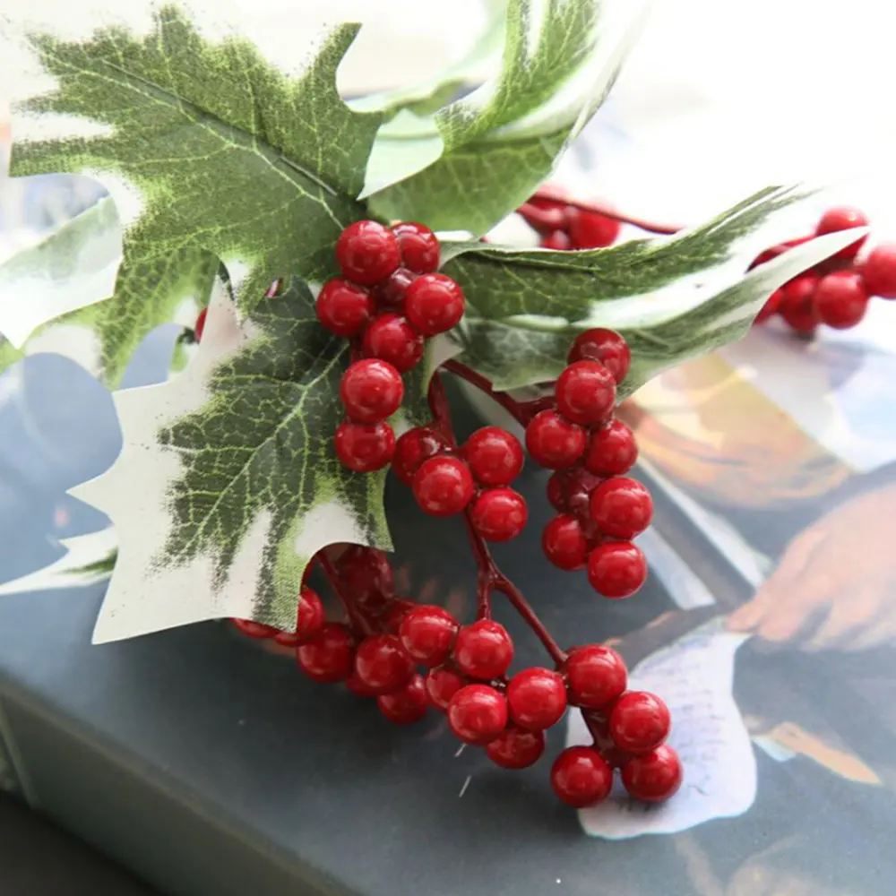 5 шт., Рождественская елка, искусственные ягоды, красные фрукты, растение, искусственные цветы, красная вишня, рождественские декоративные