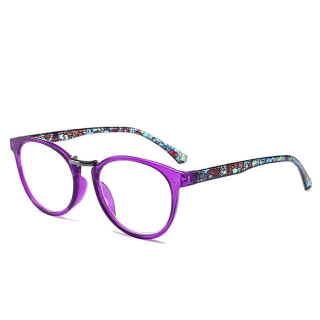 purple YOOSKE женские очки для чтения «кошачий глаз» винтажные очки пресбиопии Модный цветочный принт диоптрий+ 1,5+. 2,0+ 2,5+ 3,0+ 3,5+ 4,0 - Frame Color: purple
