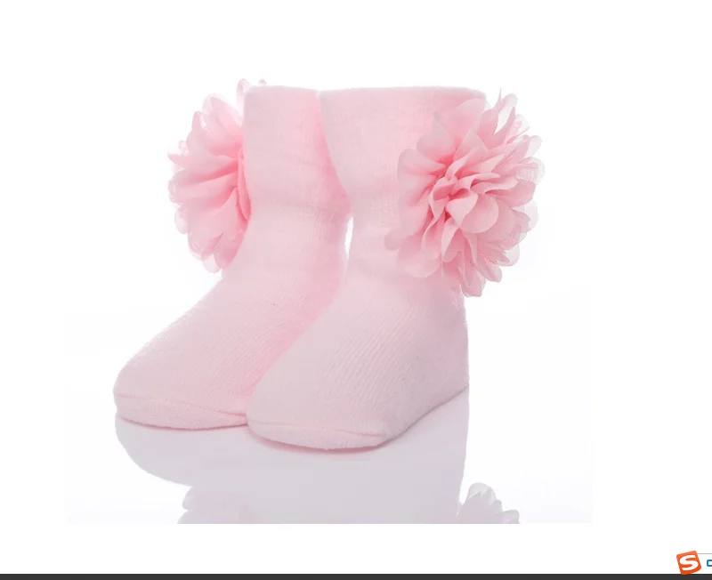 Носки для новорожденных хлопковые носки для малышей шифоновые детские носки с цветами для девочек от 0 до 6 до 12 лет Подарочные носки с полной луной - Цвет: Розовый