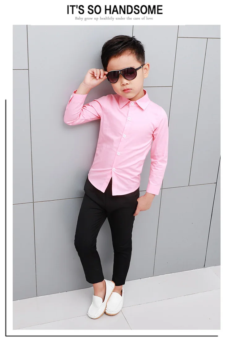 Pink shirt Костюм для мальчиков Детский костюм для свадьбы, дня рождения, костюм, пиджак, жилет, штаны детский смокинг из трех предметов, Танцевальная вечеринка, представление - Цвет: Pink shirt
