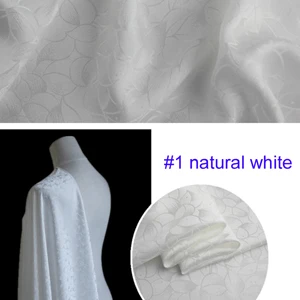 1 natural white Тяжелый шелк материал лотоса жаккард шелковая ткань для платьев рубашки шелк вискоза - Цвет: 1 natural white