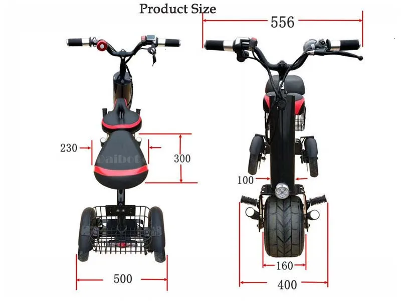 New Electric Motorcycle Scooter Three Wheel Electric Scooters 450W 60V 3 Wheel Electric Scooter with 2 Seats for Adult (5)