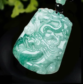 

Certificate Natural Emerald Dragon Jade Pendant Necklace Charm Jewellery Fashion Hand-Carved Man Woman Luck Amulet New S20