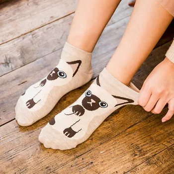 

New 3D Printed Animal Pet Mini Cat Funny Cute Cotton Short Ankle Socks For Women Ladies Harajuku Korean Socks