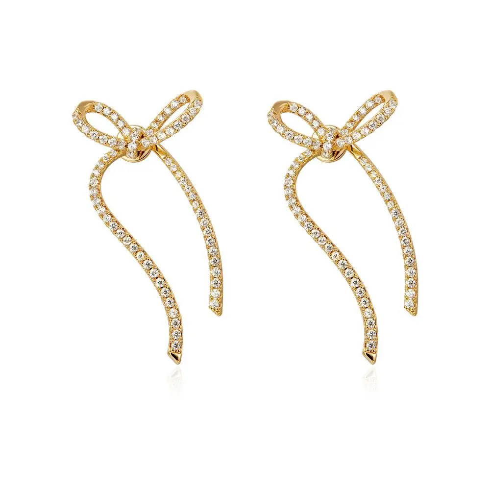 Hoyon Niche Design Simple Diamond Ribbon Bow Stud Earrings Summer ...